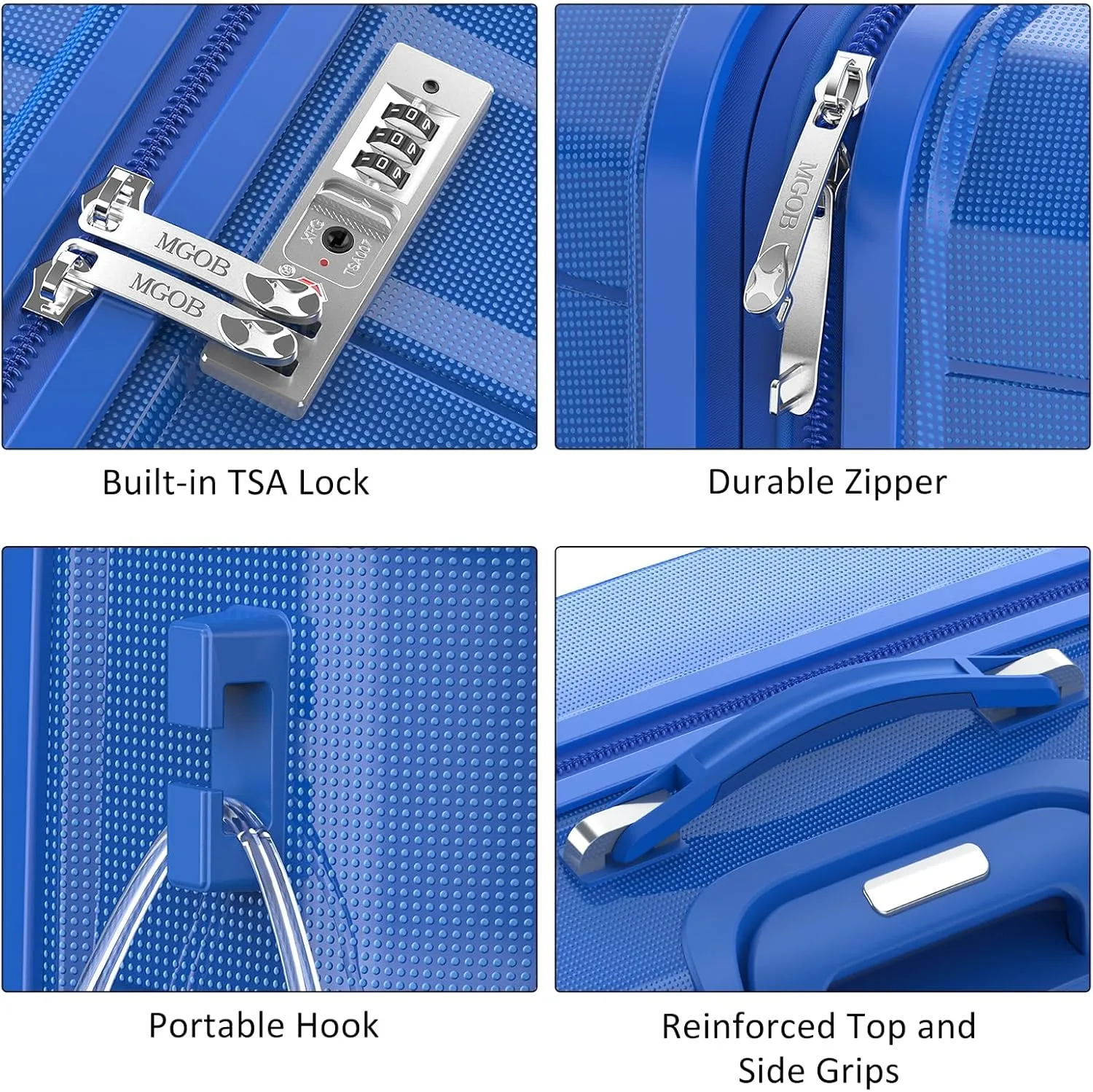Carry On Luggage 22x14x9 Airline Approved, Hard Shell Suitcase with Spinner Wheels, PP Lightweight Luggages with TSA Lock, Carry-On Suitcases 20 Inch, Blue