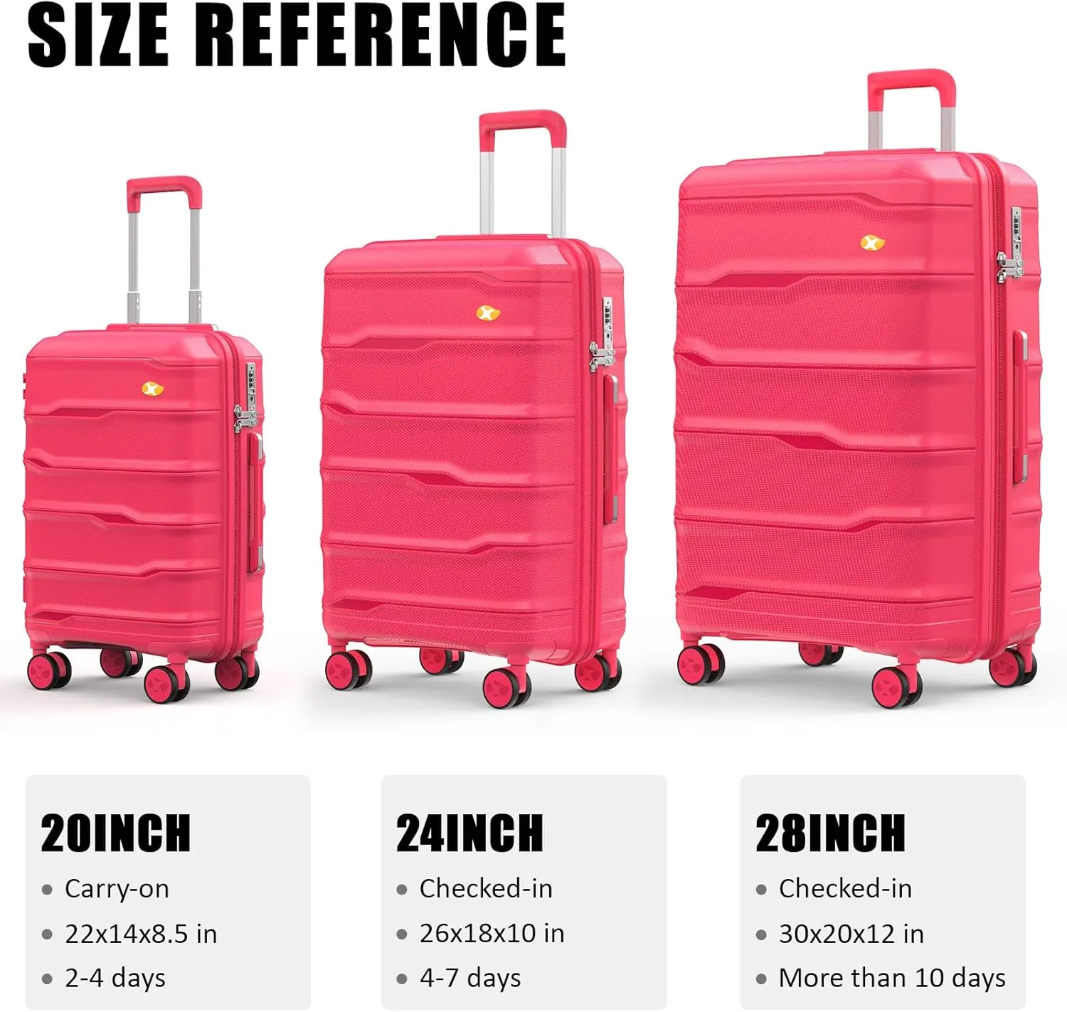 Carry On Luggage 22x14x9 Airline Approved, Hard Shell Suitcase with Spinner Wheels, PP Lightweight Luggages with TSA Lock, Carry-On Suitcases 20 Inch, Red