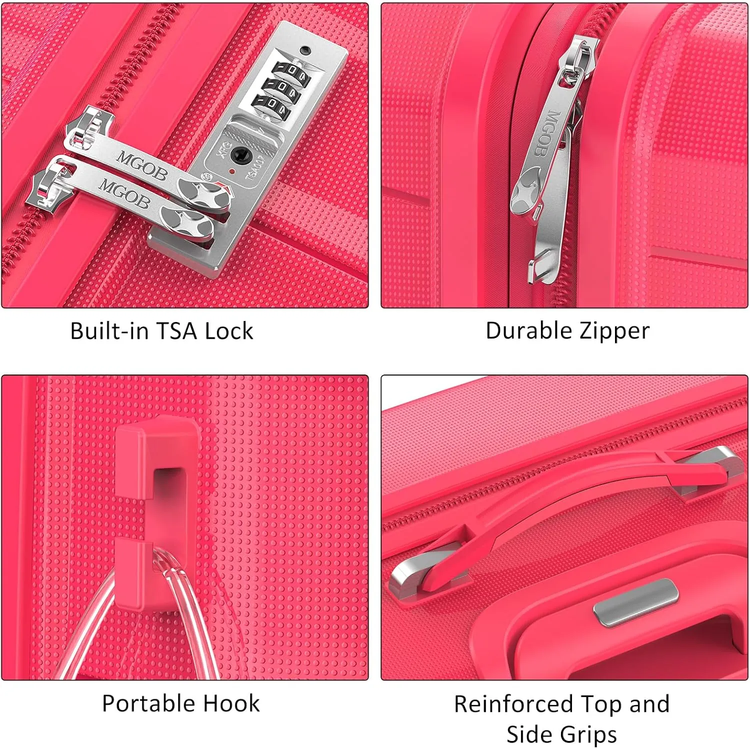 Carry On Luggage 22x14x9 Airline Approved, Hard Shell Suitcase with Spinner Wheels, PP Lightweight Luggages with TSA Lock, Carry-On Suitcases 20 Inch, Red