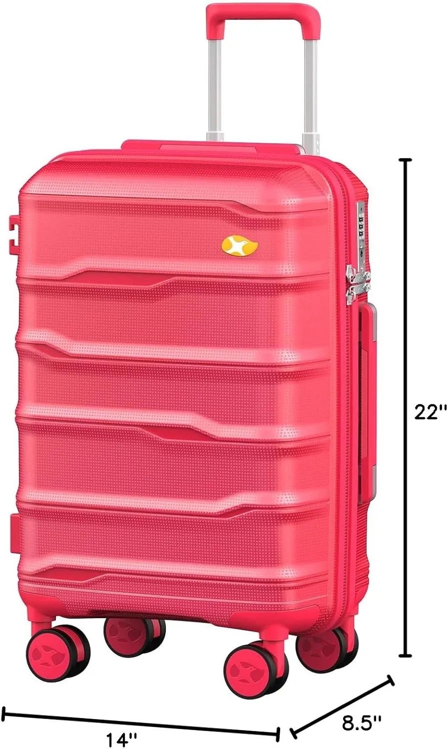 Carry On Luggage 22x14x9 Airline Approved, Hard Shell Suitcase with Spinner Wheels, PP Lightweight Luggages with TSA Lock, Carry-On Suitcases 20 Inch, Red