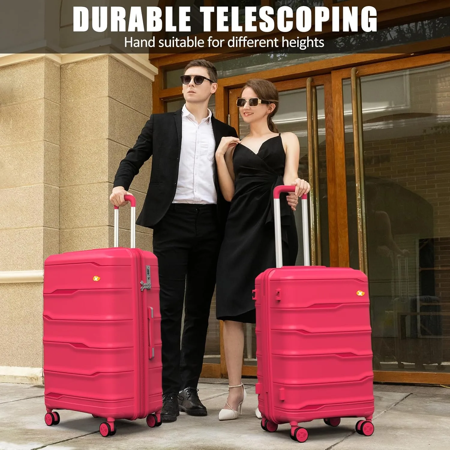 Carry On Luggage 22x14x9 Airline Approved, Hard Shell Suitcase with Spinner Wheels, PP Lightweight Luggages with TSA Lock, Carry-On Suitcases 20 Inch, Red