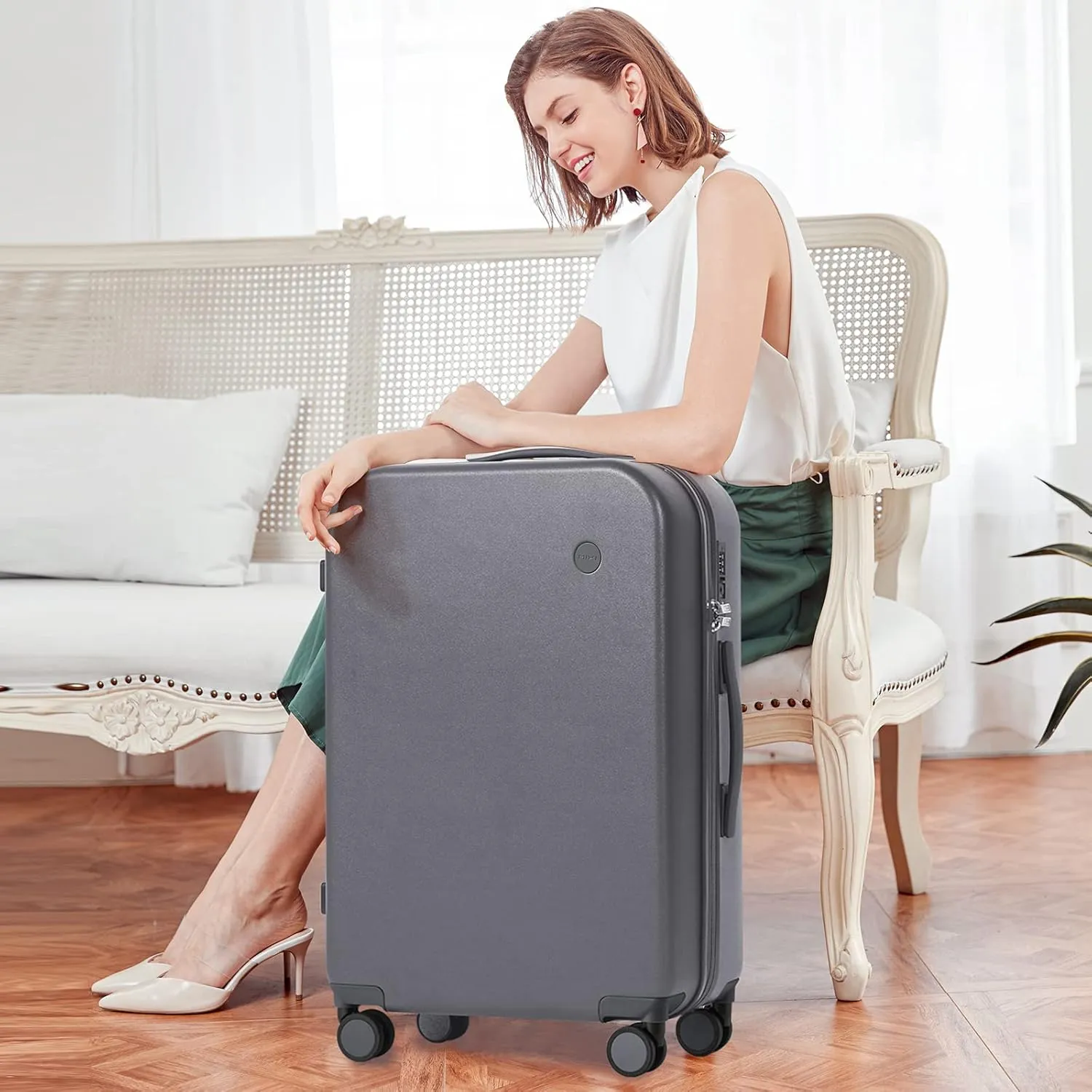 Carry on Luggage, Mixi Suitcase Spinner Wheels Luggage Hardshell Lightweight Rolling Suitcases PC with Cover & TSA Lock for Business Travel