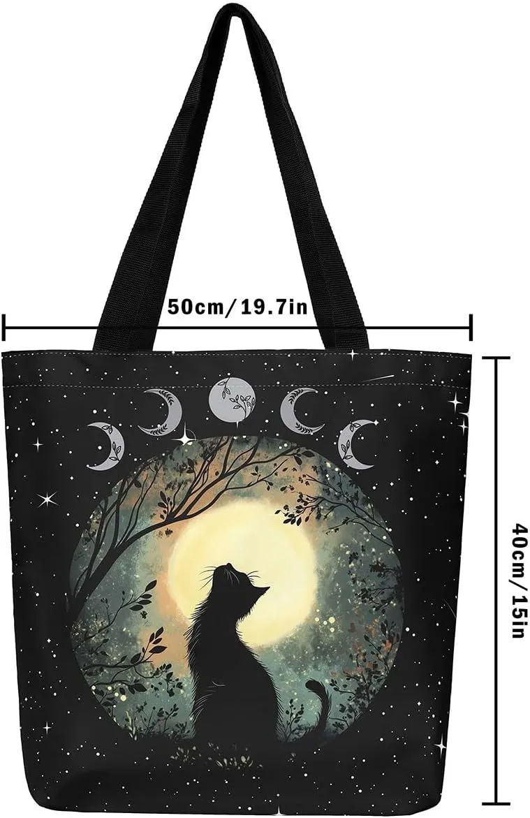 Cartoon Animal Canvas Tote Bag 19.7x5.1 Inch Adults Shoulder Handbags for Shopping Gym