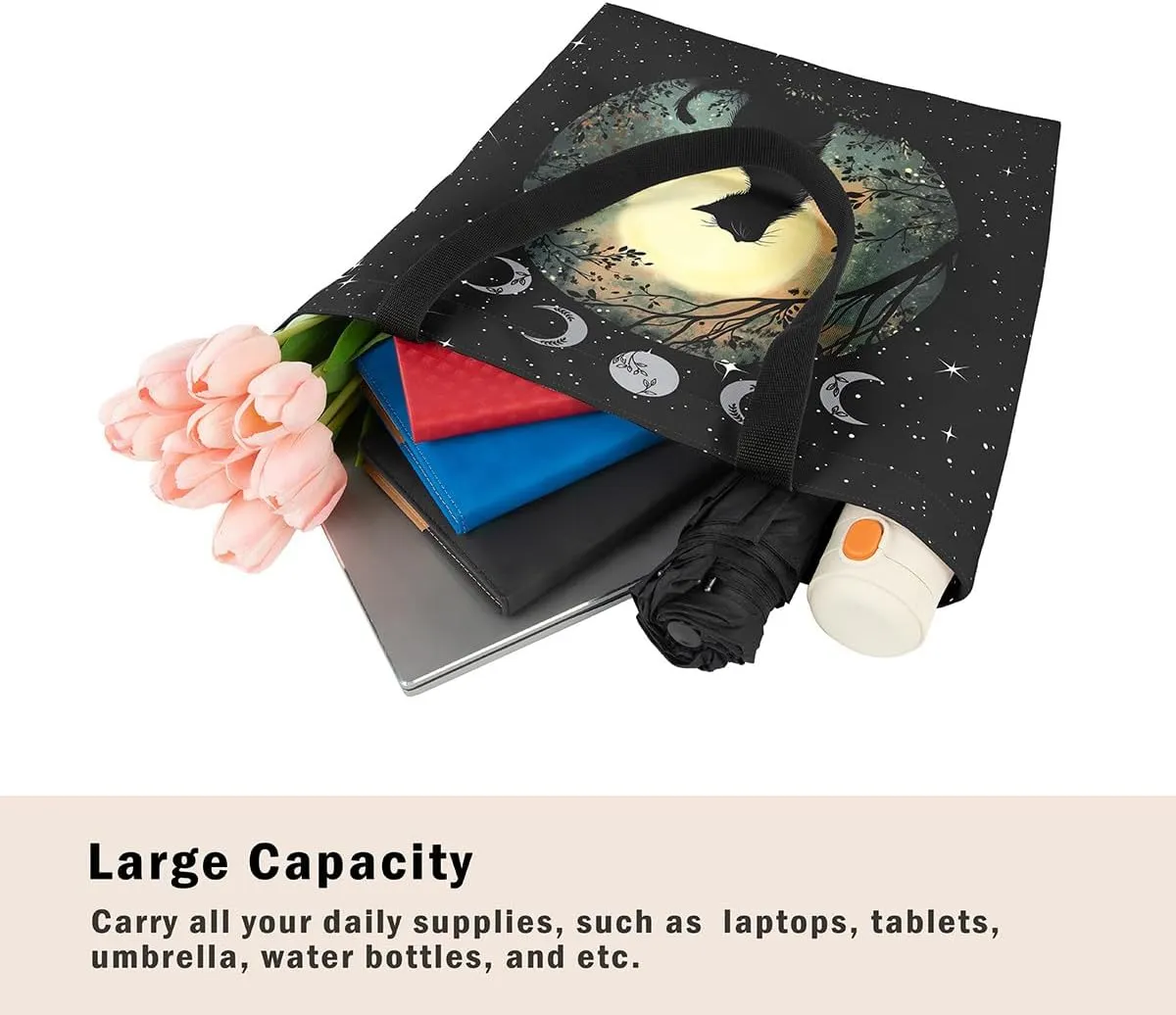 Cartoon Animal Canvas Tote Bag 19.7x5.1 Inch Adults Shoulder Handbags for Shopping Gym