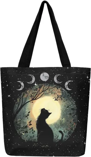 Cartoon Animal Canvas Tote Bag 19.7x5.1 Inch Adults Shoulder Handbags for Shopping Gym