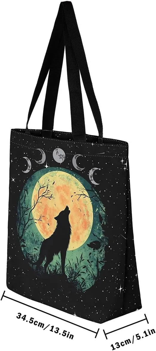 Cartoon Animal Canvas Tote Bag 19.7x5.1 Inch Adults Shoulder Handbags for Shopping Gym