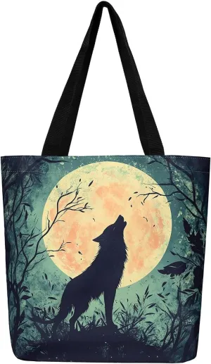 Cartoon Animal Canvas Tote Bag 19.7x5.1 Inch Adults Shoulder Handbags for Shopping Gym