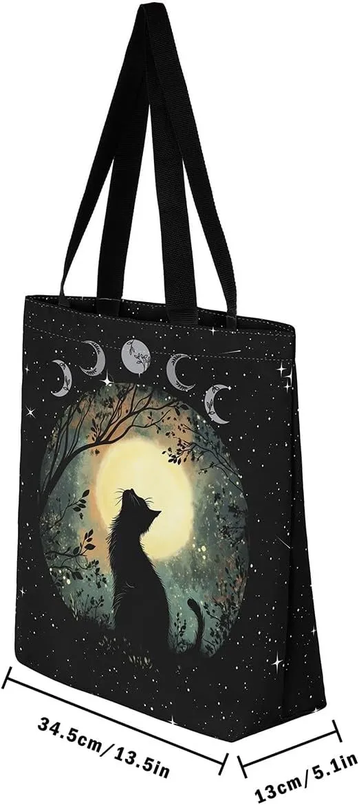 Cartoon Animal Canvas Tote Bag 19.7x5.1 Inch Adults Shoulder Handbags for Shopping Gym