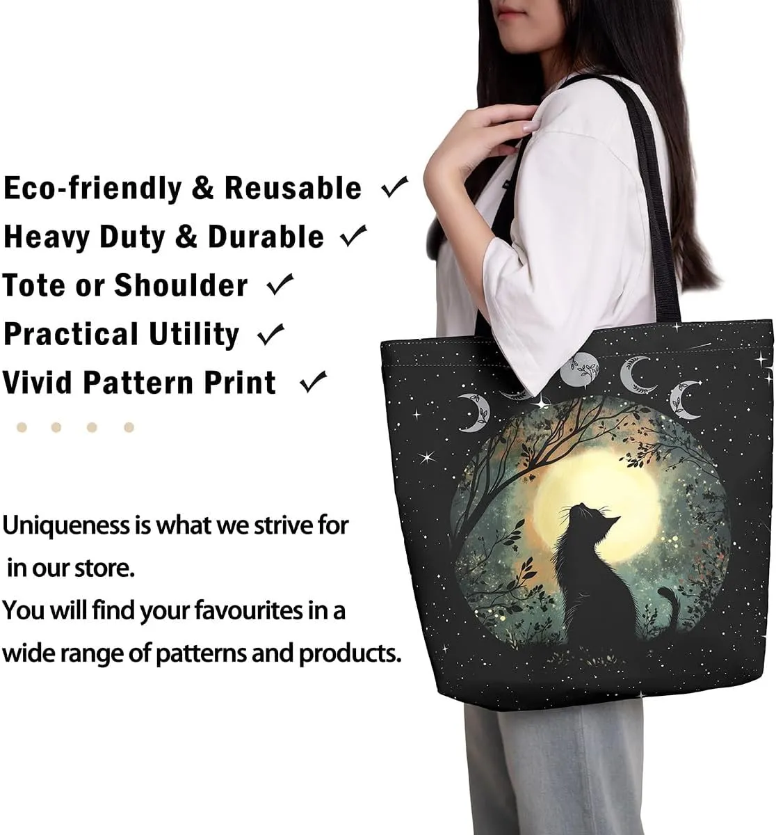 Cartoon Animal Canvas Tote Bag 19.7x5.1 Inch Adults Shoulder Handbags for Shopping Gym