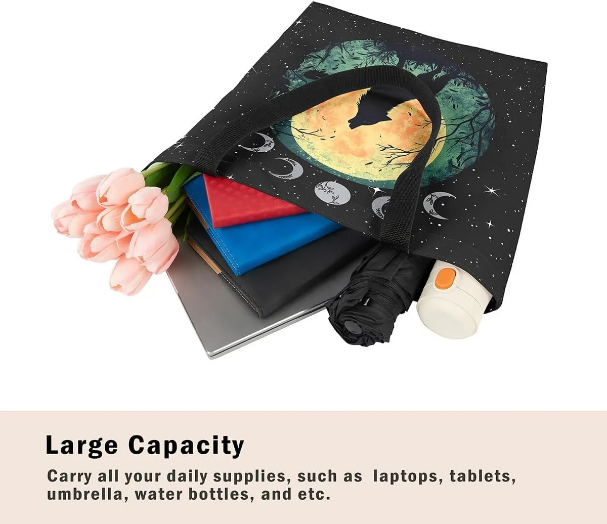 Cartoon Animal Canvas Tote Bag 19.7x5.1 Inch Adults Shoulder Handbags for Shopping Gym