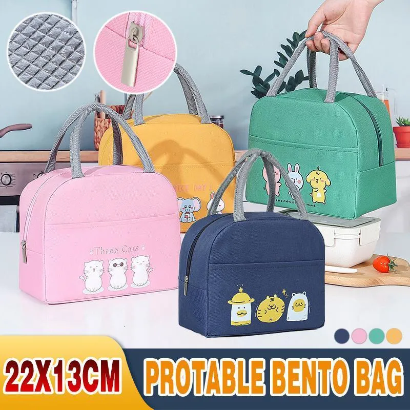 Cartoon Bento Bag 1PC 4Colours 22x13x19cm Thermal Insulated
