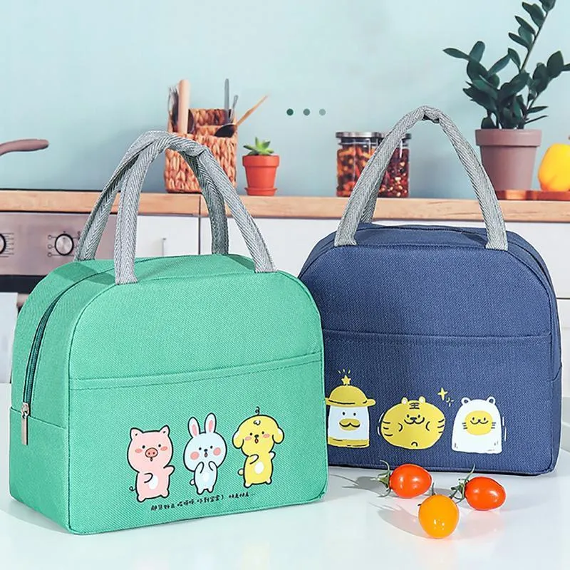 Cartoon Bento Bag 1PC 4Colours 22x13x19cm Thermal Insulated