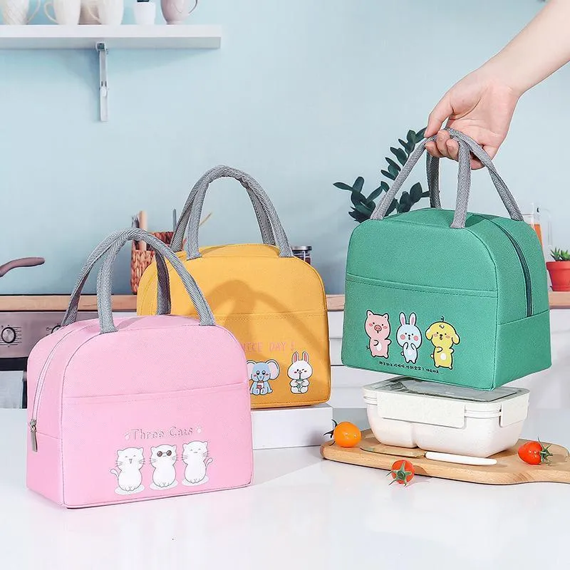 Cartoon Bento Bag 1PC 4Colours 22x13x19cm Thermal Insulated