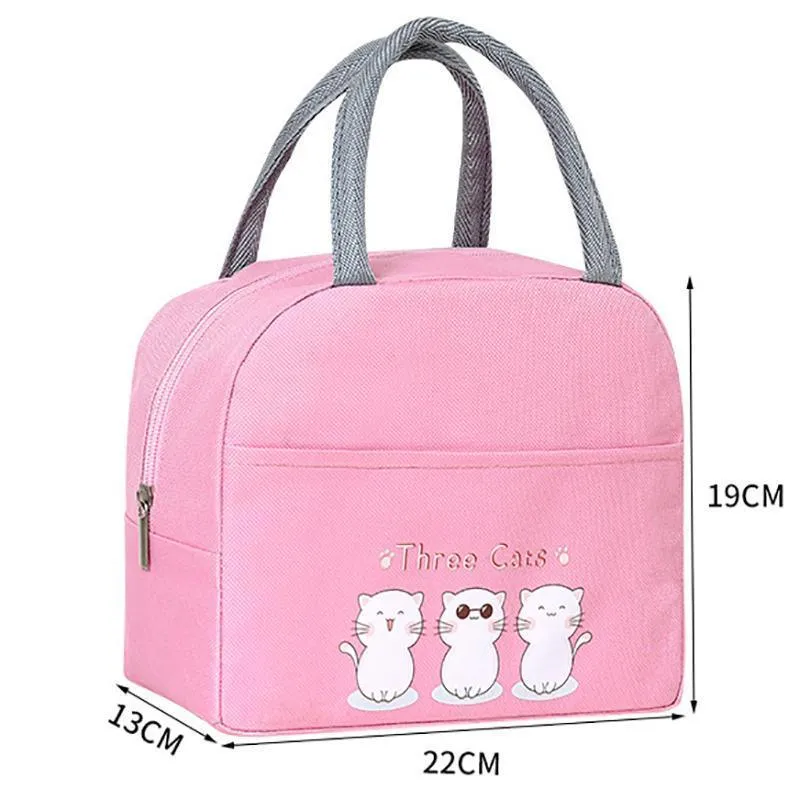 Cartoon Bento Bag 1PC 4Colours 22x13x19cm Thermal Insulated