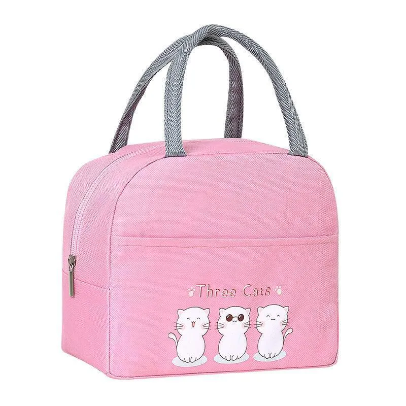 Cartoon Bento Bag 1PC 4Colours 22x13x19cm Thermal Insulated