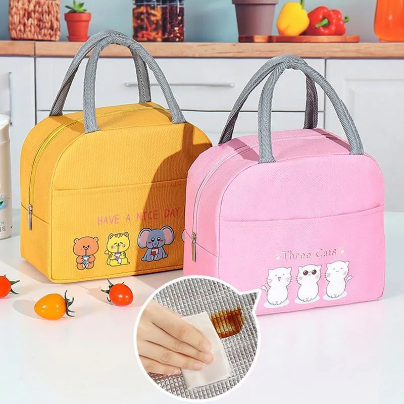 Cartoon Bento Bag 1PC 4Colours 22x13x19cm Thermal Insulated