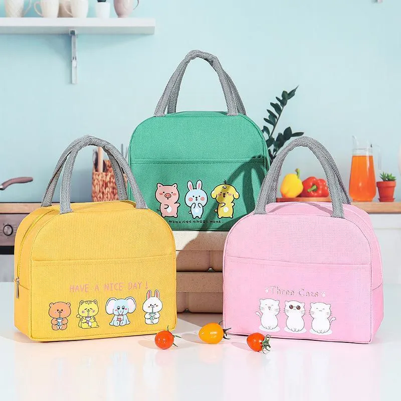 Cartoon Bento Bag 1PC 4Colours 22x13x19cm Thermal Insulated