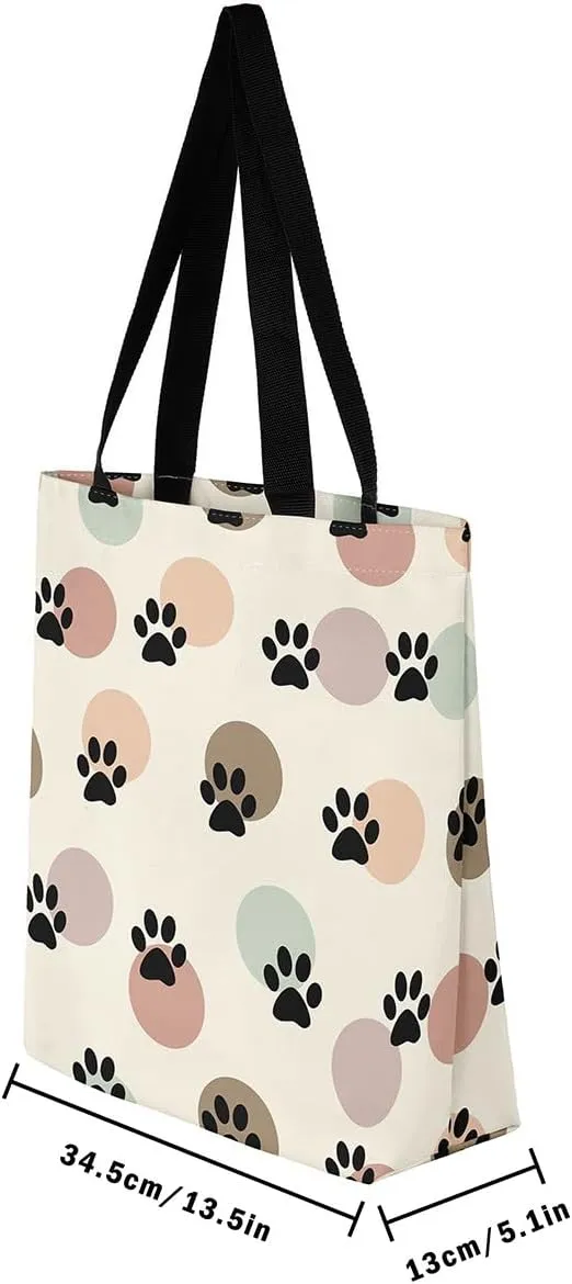 Cartoon Canvas Tote Bag 19.7x5.1 Inch Cute Decor Shoulder Handbags for Shopping Gym