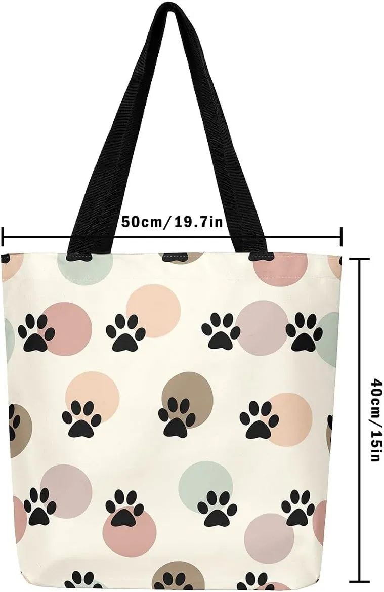 Cartoon Canvas Tote Bag 19.7x5.1 Inch Cute Decor Shoulder Handbags for Shopping Gym