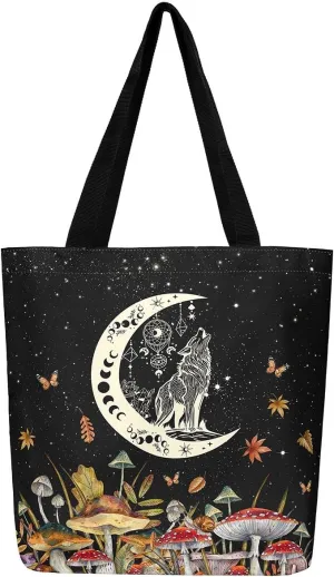 Cartoon Canvas Tote Bag 19.7x5.1 Inch Cute Decor Shoulder Handbags for Shopping Gym