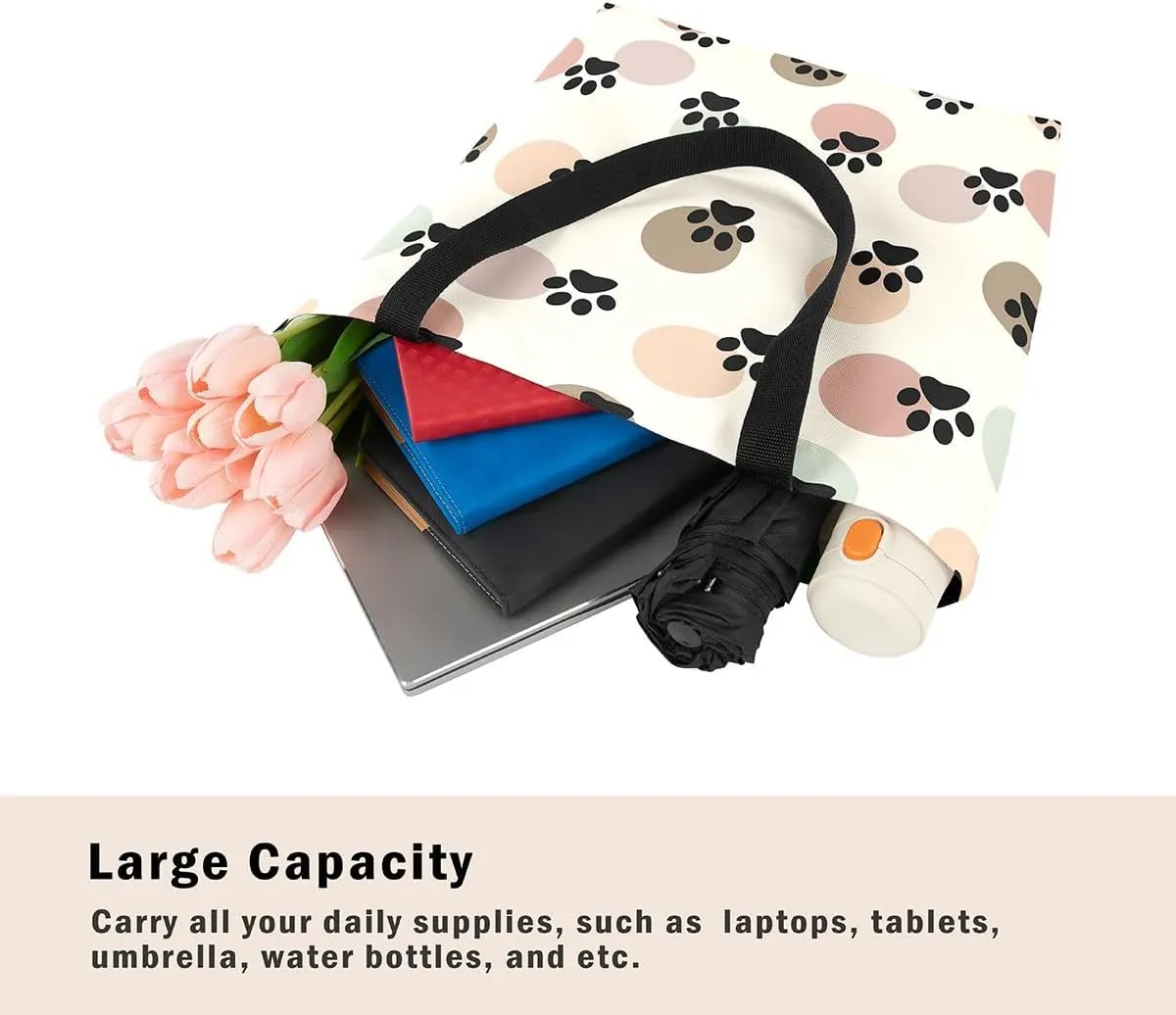 Cartoon Canvas Tote Bag 19.7x5.1 Inch Cute Decor Shoulder Handbags for Shopping Gym