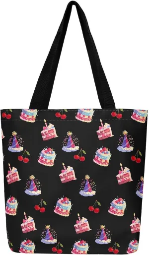 Cartoon Canvas Tote Bag 19.7x5.1 Inch Cute Decor Shoulder Handbags for Shopping Gym