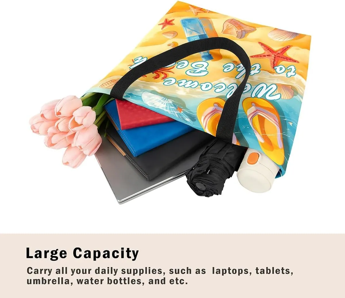 Cartoon Canvas Tote Bag Aesthetic for Women Girls,Cute Animals Reusable Grocery Handbag