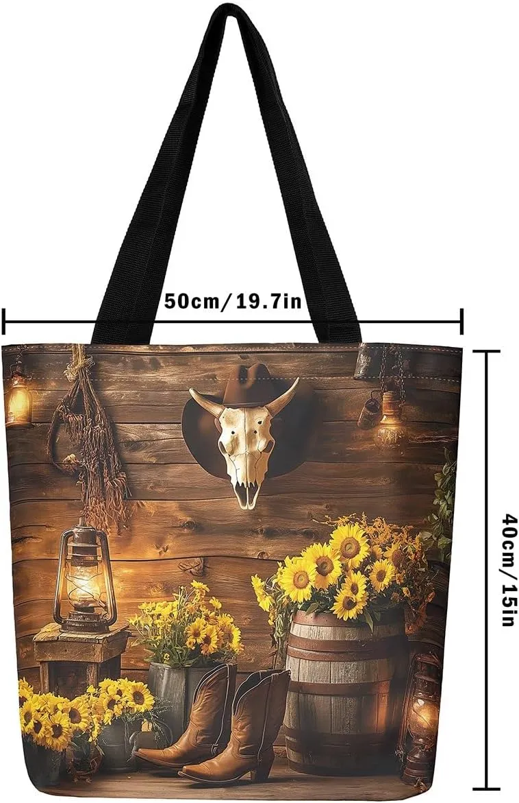 Cartoon Canvas Tote Bag Aesthetic for Women Girls,Cute Animals Reusable Grocery Handbag