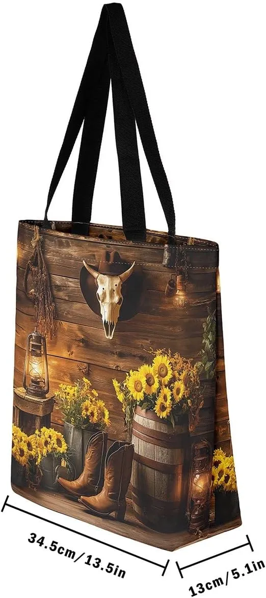 Cartoon Canvas Tote Bag Aesthetic for Women Girls,Cute Animals Reusable Grocery Handbag