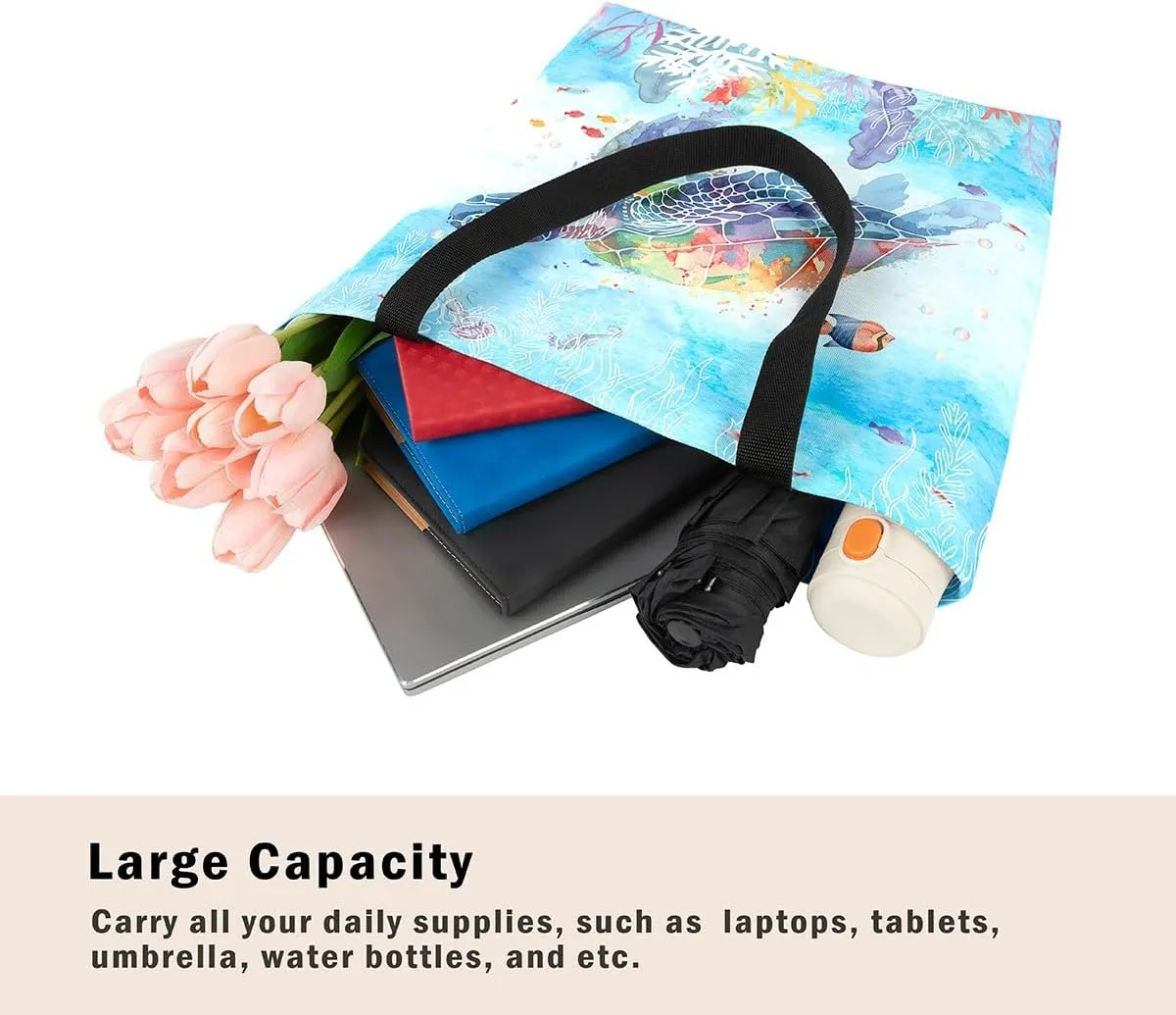 Cartoon Canvas Tote Bag Aesthetic for Women Girls,Cute Animals Reusable Grocery Handbag