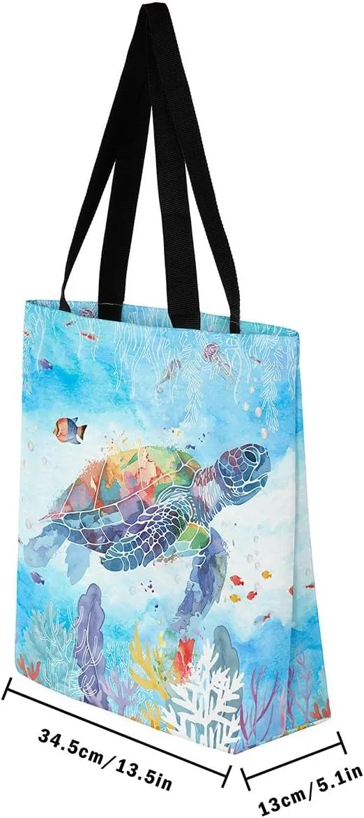 Cartoon Canvas Tote Bag Aesthetic for Women Girls,Cute Animals Reusable Grocery Handbag