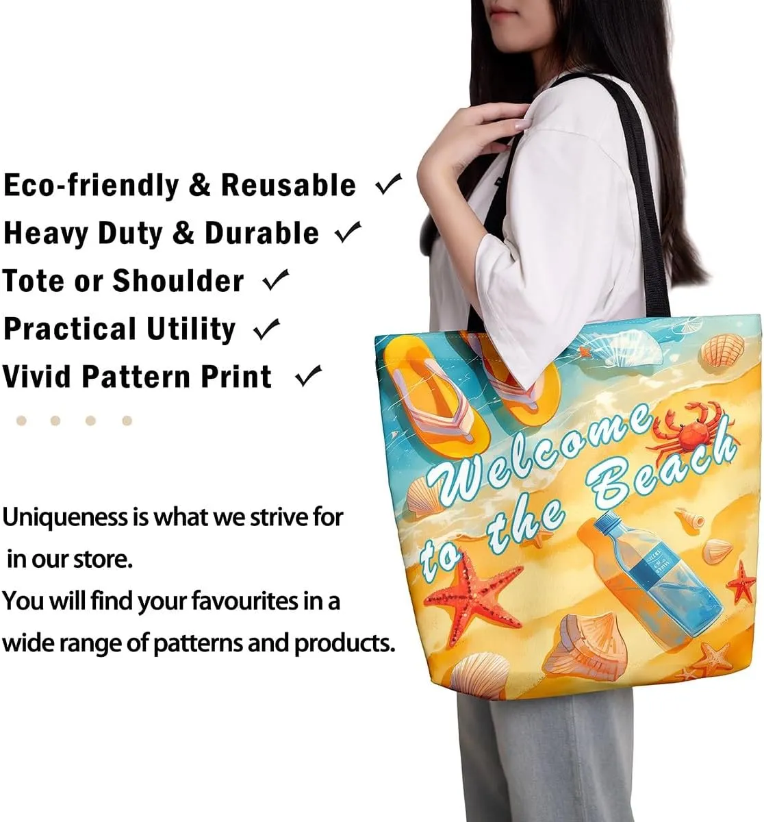 Cartoon Canvas Tote Bag Aesthetic for Women Girls,Cute Animals Reusable Grocery Handbag