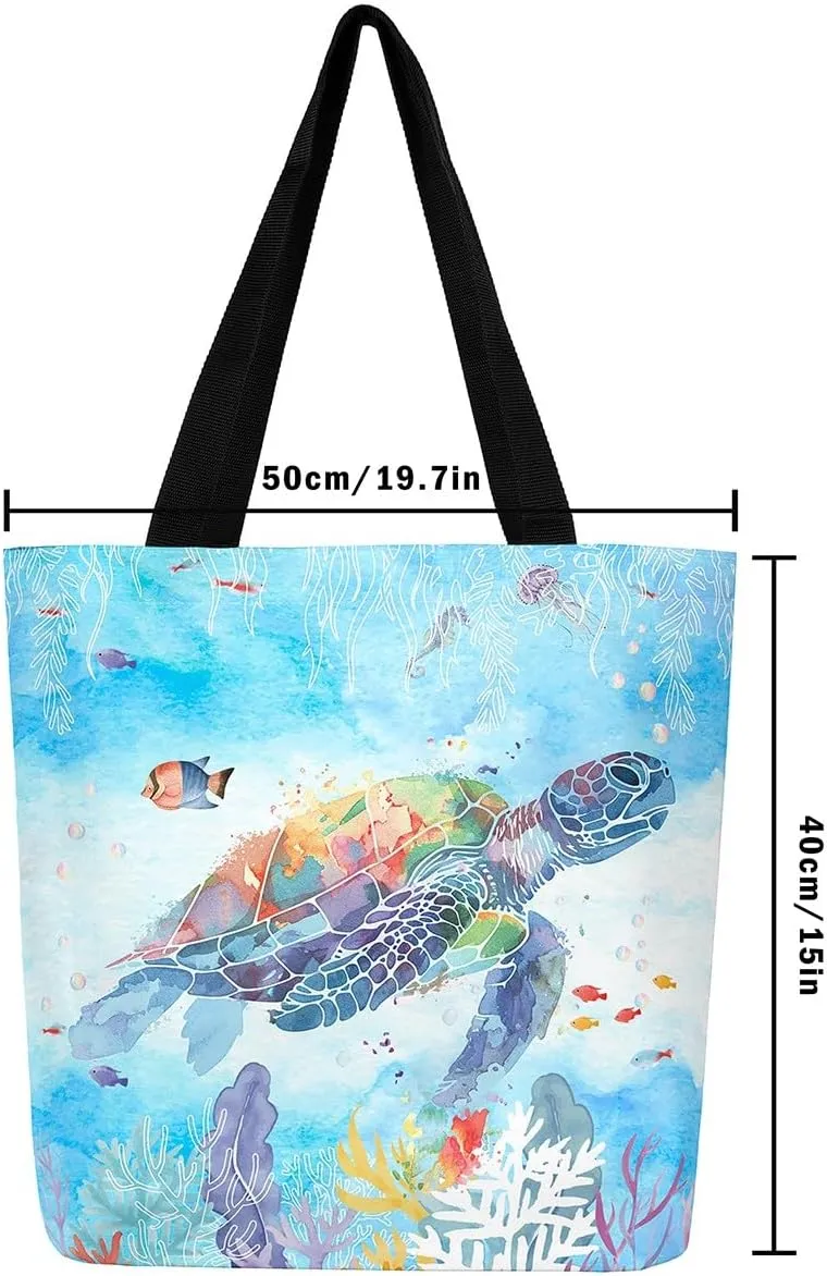 Cartoon Canvas Tote Bag Aesthetic for Women Girls,Cute Animals Reusable Grocery Handbag