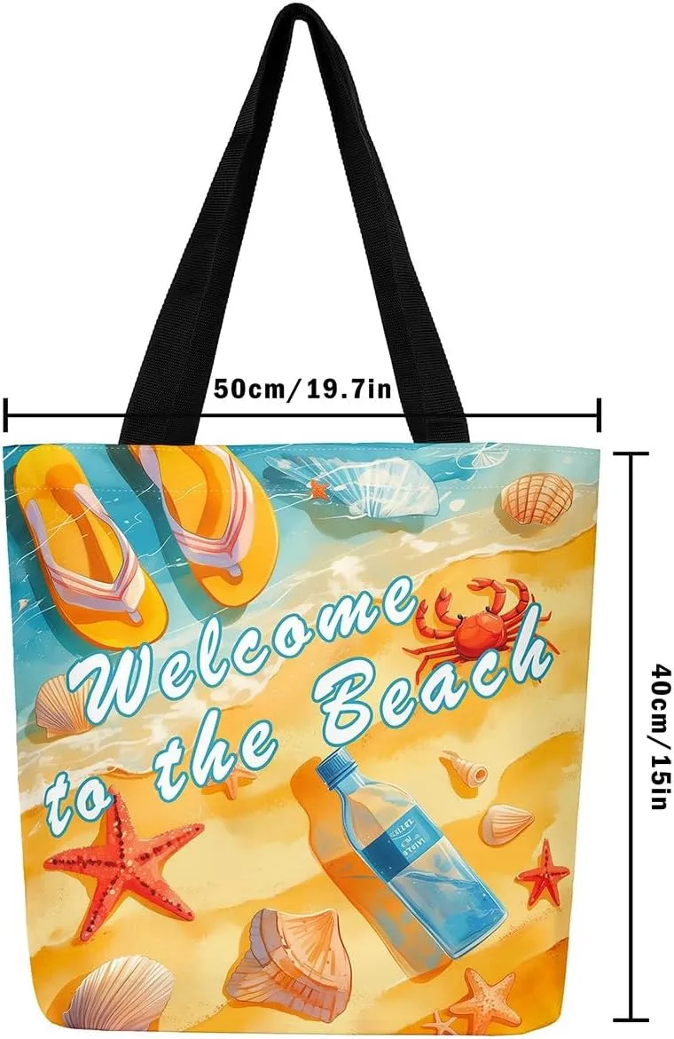 Cartoon Canvas Tote Bag Aesthetic for Women Girls,Cute Animals Reusable Grocery Handbag