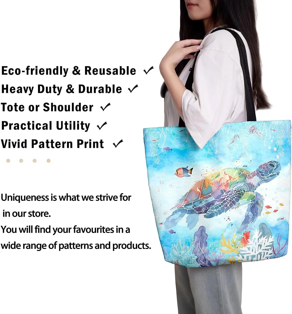 Cartoon Canvas Tote Bag Aesthetic for Women Girls,Cute Animals Reusable Grocery Handbag