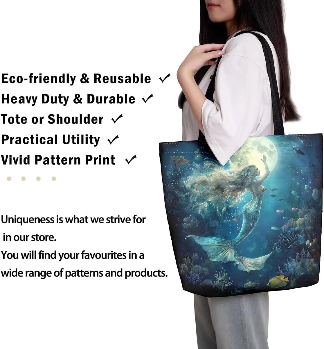 Cartoon Canvas Tote Bag Aesthetic for Women,Cute Animals Reusable Grocery Handbag