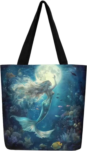 Cartoon Canvas Tote Bag Aesthetic for Women,Cute Animals Reusable Grocery Handbag