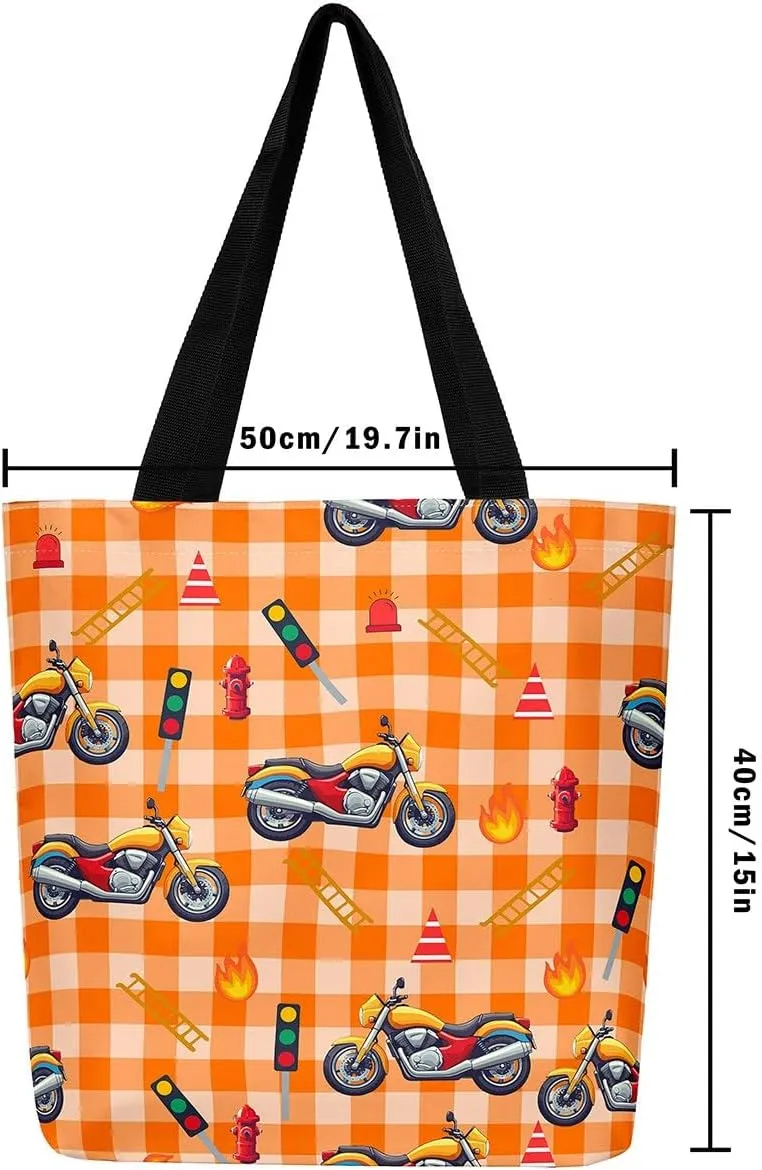 Cartoon Car Trucks Canvas Tote Bag 19.7x5.1 Inch Aesthetic Tote Bag for Adults Shopping Gym