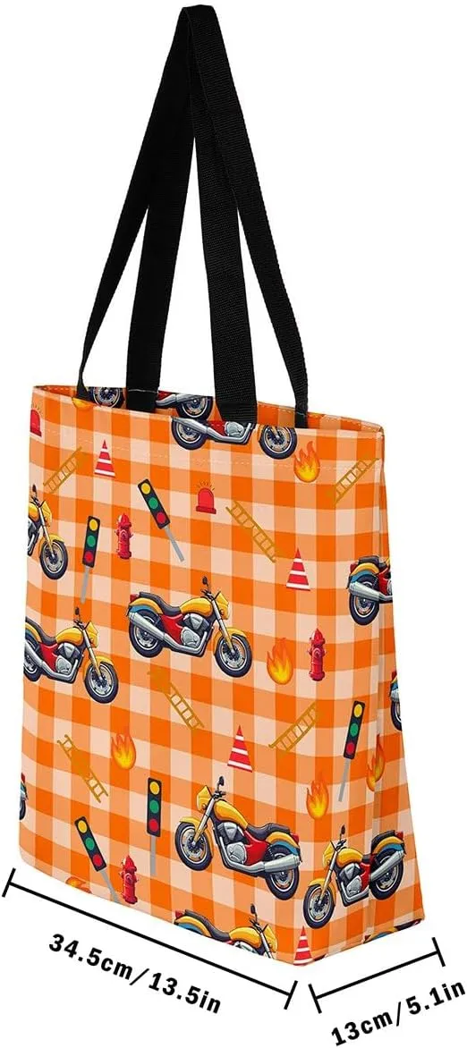 Cartoon Car Trucks Canvas Tote Bag 19.7x5.1 Inch Aesthetic Tote Bag for Adults Shopping Gym