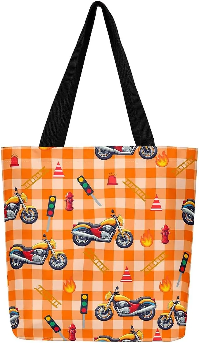 Cartoon Car Trucks Canvas Tote Bag 19.7x5.1 Inch Aesthetic Tote Bag for Adults Shopping Gym