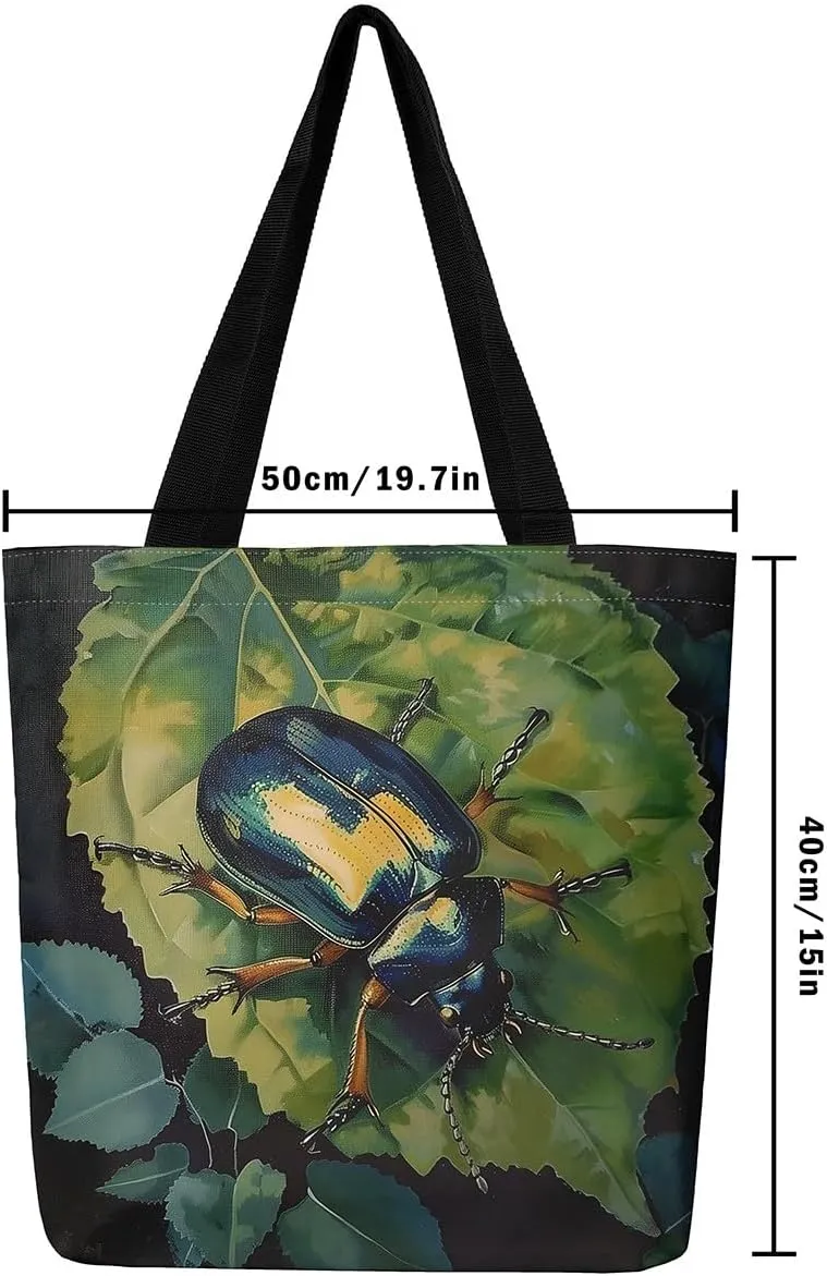 Cartoon Monkey Reusable Grocery Handbag,Cute Banana Print Canvas Tote Bag