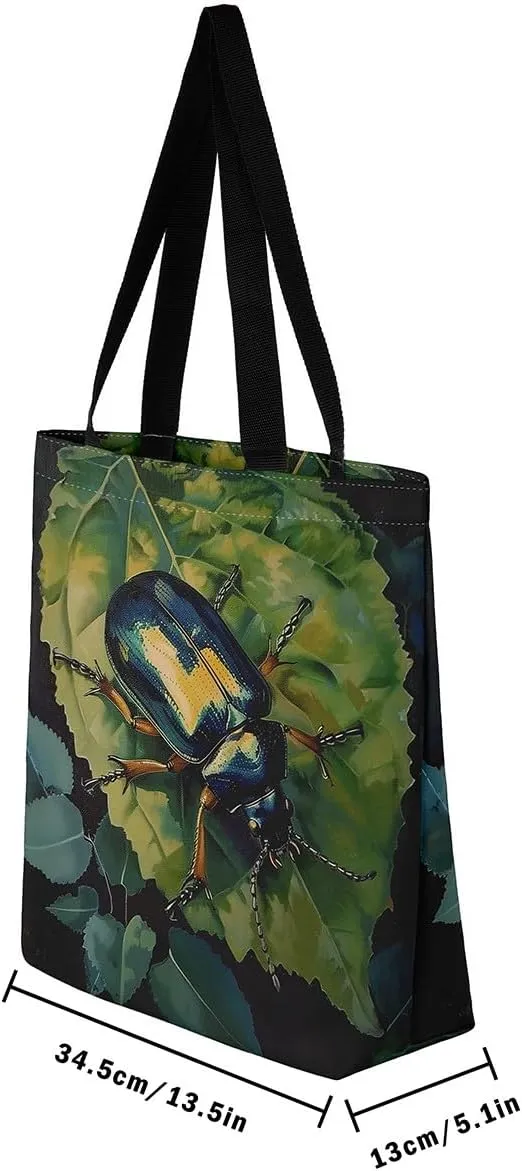 Cartoon Monkey Reusable Grocery Handbag,Cute Banana Print Canvas Tote Bag