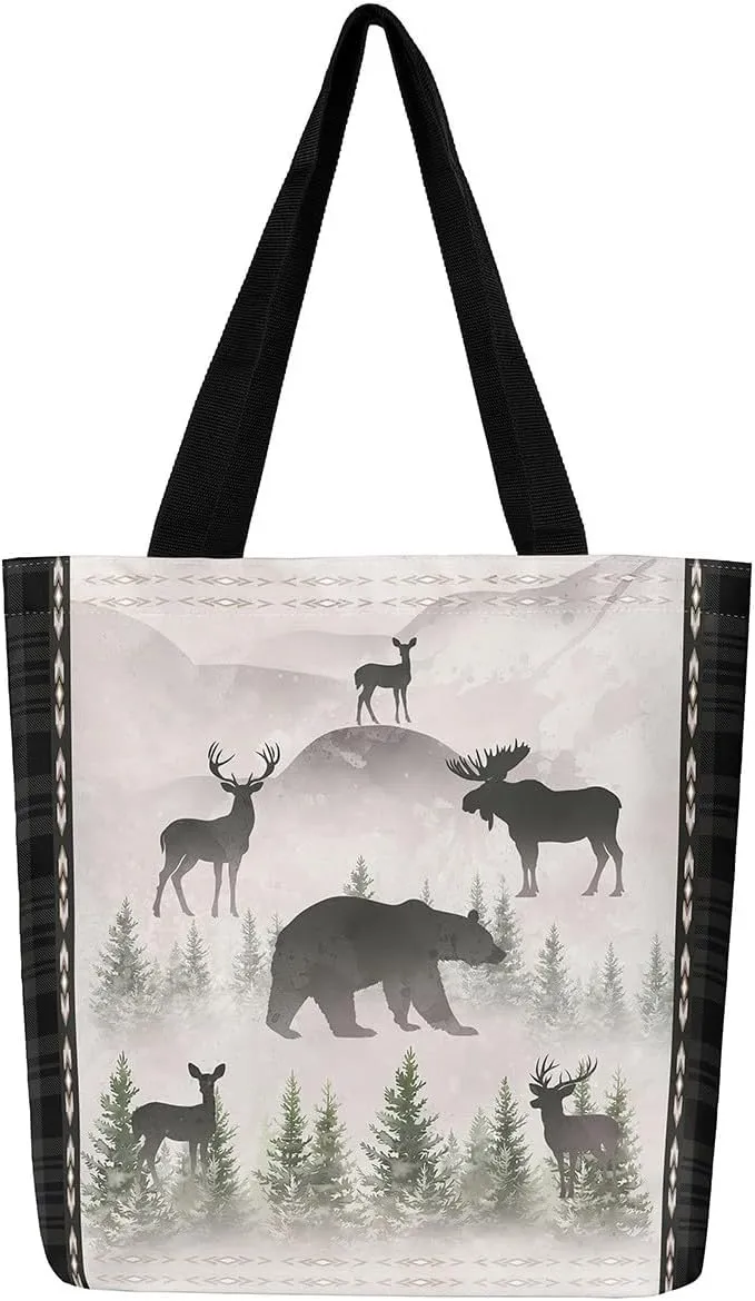 Castle Fairy Bear and Wolf Canvas Tote Bag Aesthetic for Women Girls