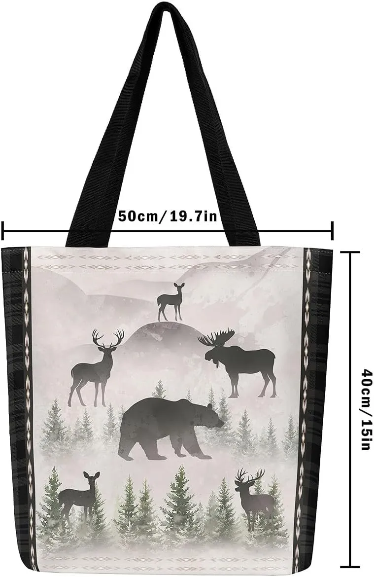 Castle Fairy Bear and Wolf Canvas Tote Bag Aesthetic for Women Girls