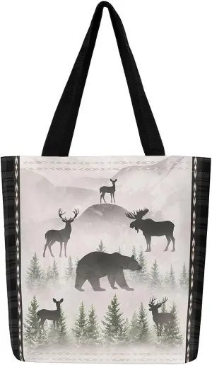 Castle Fairy Bear and Wolf Canvas Tote Bag Aesthetic for Women Girls