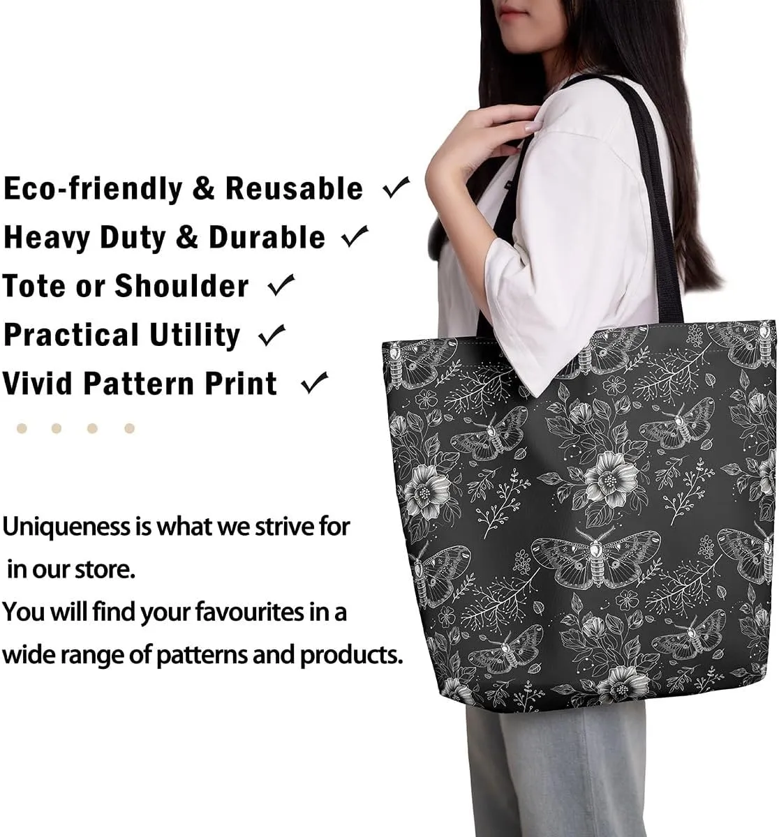 Castle Fairy Bohemian Style Canvas Tote Bag 19.7x5.1 Inch Exotic Western Shoulder Handbags for Shopping Gym