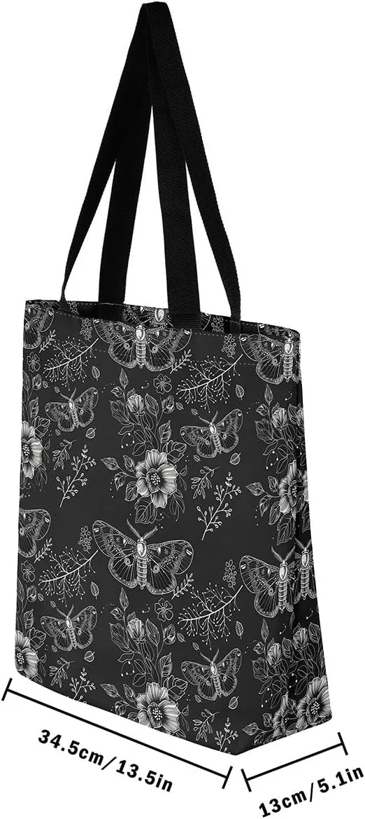 Castle Fairy Bohemian Style Canvas Tote Bag 19.7x5.1 Inch Exotic Western Shoulder Handbags for Shopping Gym
