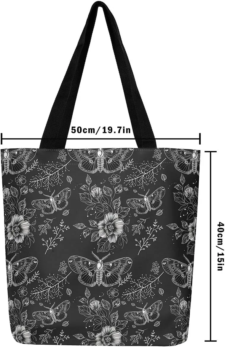 Castle Fairy Bohemian Style Canvas Tote Bag 19.7x5.1 Inch Exotic Western Shoulder Handbags for Shopping Gym