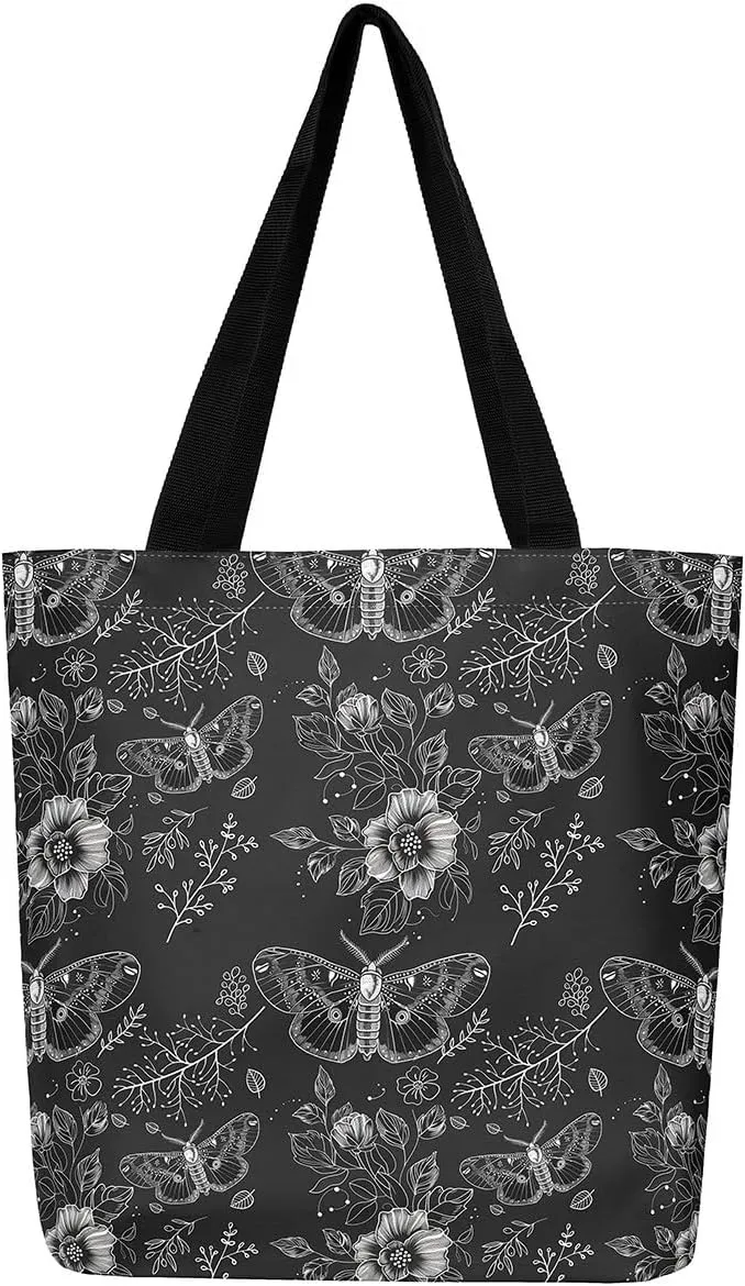 Castle Fairy Bohemian Style Canvas Tote Bag 19.7x5.1 Inch Exotic Western Shoulder Handbags for Shopping Gym