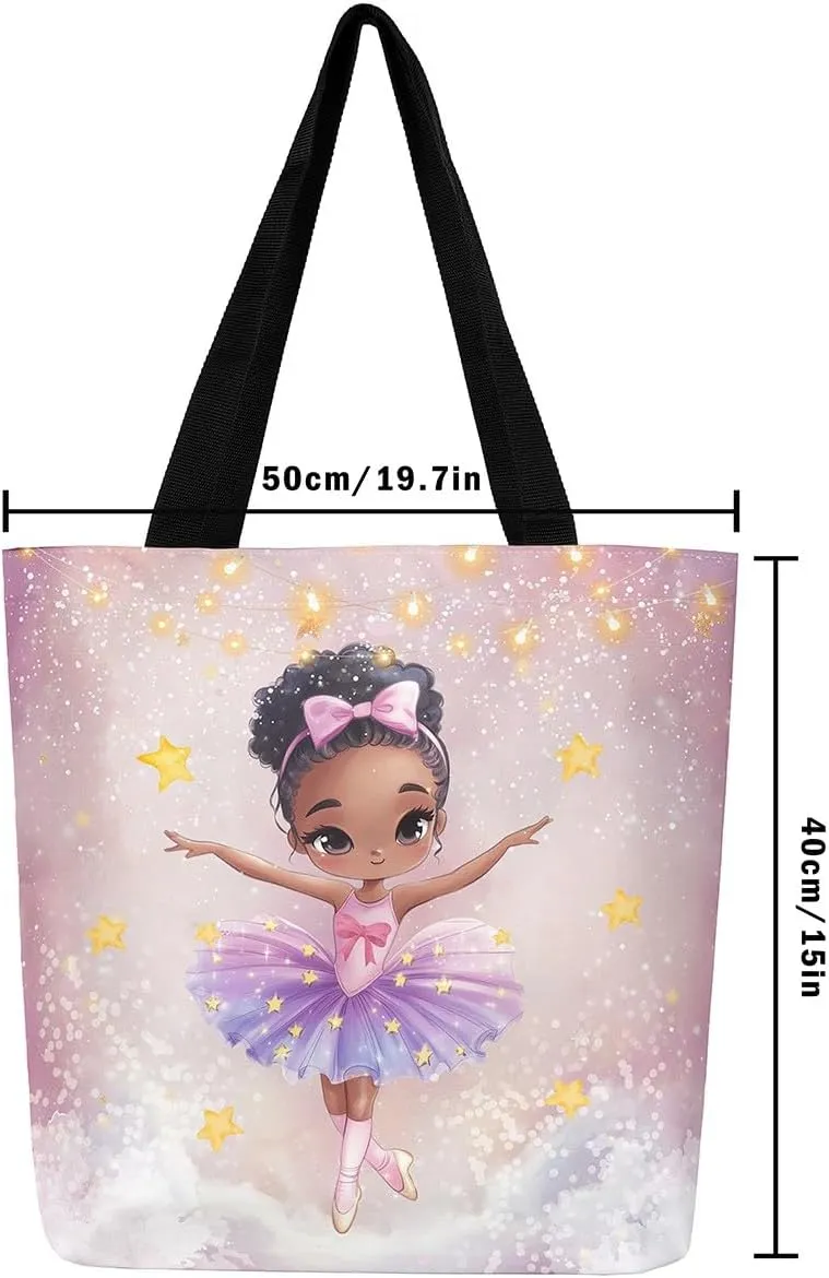 Castle Fairy Bowknot Tote Bag Aesthetic for Women Girls,Cute Ballet Reusable Grocery Handbag